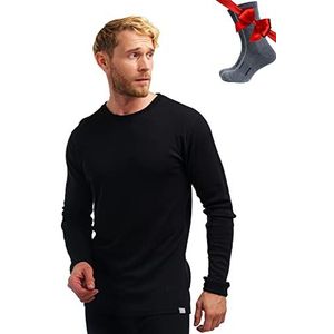 Merino.tech Merino Long Sleeve Men - Merino Thermo Ondergoed – Warm, Ademend & Comfortabel voor Outdoor Activiteiten (Medium, Black 250)