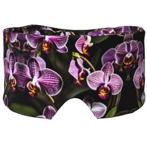 Paarse orchideeën print print slaap oog oor masker zachte en comfortabele oogblinder blinddoek schaduw voor mannen vrouwen
