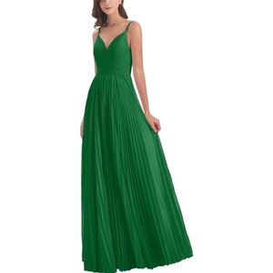 Dames spaghettibandjes chiffon bruidsmeisjes jurken lange formele jurken en avondjurken, Groen, 48 grote maten