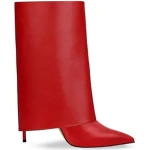 Wintermerk Dames zwarte enkelbroek Laarzen Street Style Elegante fijne hak Grote maat schoenen 42 43 (Color : Red, Size : 40)