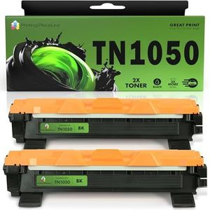 Printing Pleasure Compatibele Brother TN1050 Toner Cartridge, 2x Zwart Vervanging voor DCP-1510 DCP-1512 DCP-1610W DCP-1612W