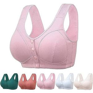Dames BH's,Bh's zonder beugel met ondersteuning en lift,Bh's met drukknopen aan de voorkant Senioren,BH's met voorsluiting (40/90,Pink)