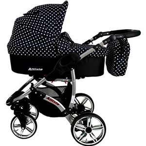 SaintBaby Kinderwagen, buggy, set babyzitje en Isofix Optioneel Allivio Black Dots 3-in-1 met babyzitje