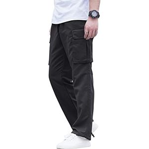 Heren Joggingbroek, Jogging Werkbroek, Heren Sportbroek, Heren Trainingsbroek, Lange Outdoor Wandelbroek, Cargobroek, Vrijetijdsbroek, Hardloopbroek, Heren Lang (Color : Schwarz, Size : XXL)