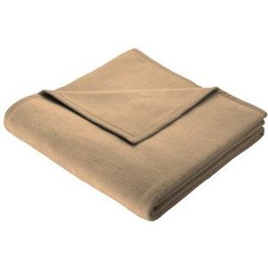 Biederlack woon- en knuffeldeken, 86% polyacryl (Dralon), veloursband, 150 x 200 cm, camel, thermosoft, 240813
