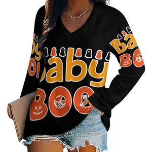 Baby Boo2 Damesshirt met V-hals en lange mouwen, casual, losse pasvorm