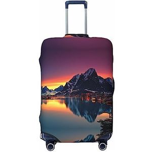 UNIOND Noorse eilanden bedrukte bagagehoes, elastische kofferhoes, reisbagagebeschermer, geschikt voor bagage van 18-32 inch, Zwart, S