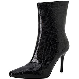 Onewus Lichte, luxe enkellaarzen voor dames met stiletto-hakken en puntige kant voor feestjes, zwart, 46 EU
