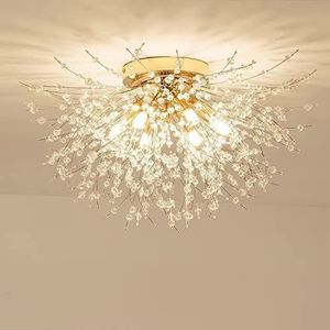 Moderne kleine kristallen plafondlamp, zilveren paardenbloem verlichting voor slaapkamer keuken hal entree, 4 lichts