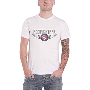 Foo Fighters T Shirt Flash Wings Band Logo distressed nieuw Officieel Unisex Wit L