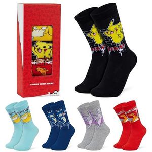 Pokemon jongens kuitsokken, Pikachu zachte ademende kindersokken, pak van 5 - anime-cadeaus voor jongens, Meerkleurig, 11.5/3 UK