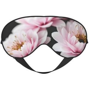 Roze Wit Goud Bloem Print Zacht Oogmasker met Verstelbare Riem Slaap Schaduw Cover voor Vliegtuig Reizen Nap