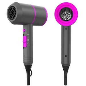 Haardroger met diffuser, 2000 W voor dames en heren, krachtige draagbare ionen-haardroger voor krullend en glad haar (grijs)