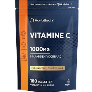 Vitamine C 1000 mg pro tablette | 6 Maanden Voorraad - 180 Veganistische Tabletten | Immuunsysteem | van Horbaach