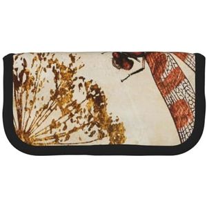 NGANOH Grijze Tribal Potlood Pen Case, Grote Capaciteit Potlood Pouch Canvas Make-uptas voor Meisjes en Jongens Duurzame Kantoorbenodigdheden Organizer, Libel Bee, Eén maat, Tas Organizer