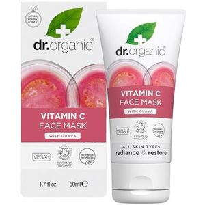 Dr Organic Guave Gezichtsmasker, Vitamine C, Verhelderend, Voor Mannen, Voor Vrouwen, Natuurlijk, Veganistisch, Dierproefvrij, Zonder Parabenen & SLS, Biologisch, 50ml