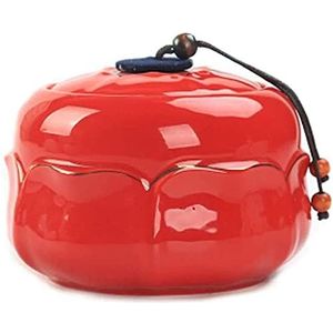 Cremation Urn Funeral Urn Small Ceramic Memorial Funeral Urn,for Human and Pet Ashes,Home Decoration Creative Lotus Design(Red)