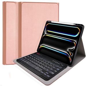 TECHGEAR Toetsenbordhoes voor Apple iPad Pro 13 inch (M4) 2024 [Strike Folio] PU-lederen hoes met afneembaar Bluetooth draadloos UK QWERTY toetsenbord en standaard (roségoud)