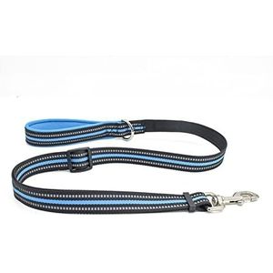 Nylon ademend hondenharnas reflecterend geen trek hondenharnas voor kleine middelgrote honden huisdier harnas en riem set hond accessoires sterke bescherming veilige huisdier riem (kleur: blauwe lijn, maat: M)