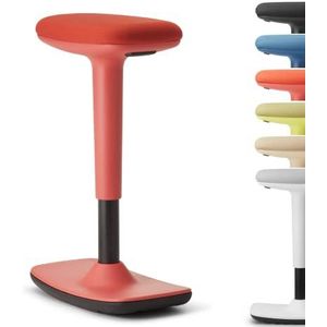 Trendoffice To-Swift, ergonomische stastoel/kruk met kantelfunctie, stahulp, in hoogte verstelbaar, modern design, thuiskantoor, by Dauphin (koraalrood)
