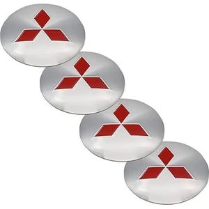 4 stuks 65mm Mitsubishi Auto Wielnaafdoppen Wieldoppen Vervangende Stickers Zilver