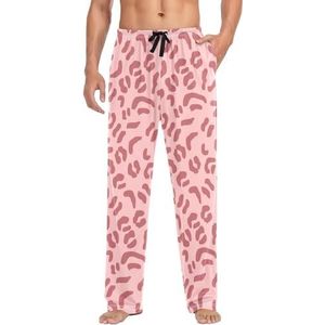 LI ZHI XIN Heren Pyjama Broek Lange Pyjama Bodem Lente Herfst Dunne Losse Stijl Elastische Taille Tie Riem Met Zak S-XXL Luipaard Print Rode Kleur, Meerkleurig, S