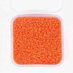 LCKJLJ 4000 stuks 2 mm Tsjechische glazen rocailles in doos, kleine losse taillekralen voor het maken van sieraden, bedels, armband, ketting, oorbellen accessoire (kleur: oranje)