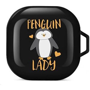 Pinguïn Lady Oordopjes Hoesje Compatibel met Samsung Hard Shell Beschermhoes Zwart-Stijl