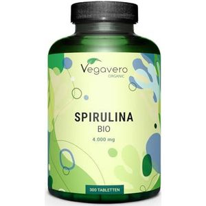 Vegavero Spirulina BIO | 4000 mg per tablet | Laboratorium getest | Veganistisch en zonder toevoegingen | 3,9% fycocyanine | 300 BIOLOGISCHE Spirulina-tabletten