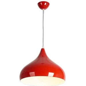 LANGDU Macaron-stijl kroonluchter aluminium lampenkap Nordic Home hanglampen E27 keukeneiland dicht bij plafond verlichting for studeerkamer woonkamer bar(Color:Red,Size:31CM)