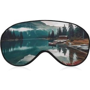 Scenic Lake Eye Mask voor dames en heren, ademende en verstelbare oogbedekking, ultrazacht slaapmasker, lichtgewicht reisblinddoek voor vliegtuig, dutje, nachtslapen