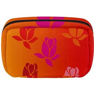 Reis Gepersonaliseerde Make-up Bag Cosmetische Tas Toiletry tas voor vrouwen en meisjes Oranje Tulp, Meerkleurig, 17.5x7x10.5cm/6.9x4.1x2.8in