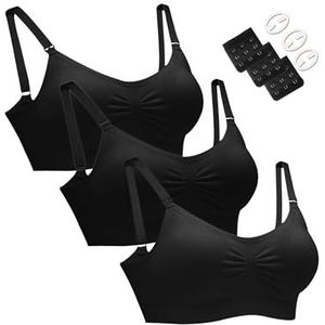 HOFISH 3 naadloze voedingsbeha’s voor volledige buste, zwangerschapsbeha S-XXL met extra beha-verlengstukken en clips, S