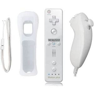 SATKIT Wii afstandsbediening met geïntegreerde Wiimotionplus + Nunchuck compatibel Wiimotionplus wit