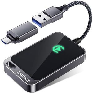 Jemluse Wireless CarPlay Adapter for Apple iPhone (2024 Upgraded) - Multi-User Seamless Connection for Convert Wired to Wireless Car Play Adapter - No Latency from iOS 10+ to Screen w/USB C (Gray)