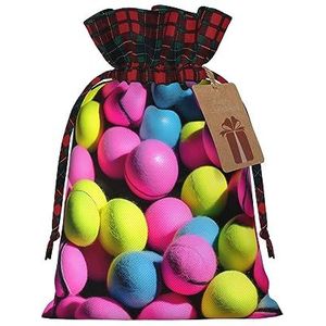 Felroze tennisballen herbruikbare geschenktas-trekkoord kerstgeschenktas, perfect voor feestelijke seizoenen, kunst & ambachtelijke tas