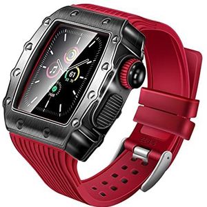 OFWAX Siliconen horlogeband metalen behuizing gehard folie, drie-in-één anti-val polsband, voor Apple Watch 9 8 7 6 5 4 SE 40 mm 44 mm 41 mm 45 mm vervangband, 45MM, agaat