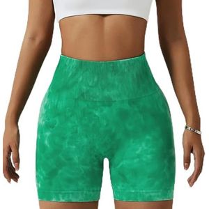 Geverfd Naadloze Yoga Shorts Dames Hoge Taille Lift Heup Trekken Sport Shorts Push Up Gym Oefening Fitness Shorts Dames-groen-S