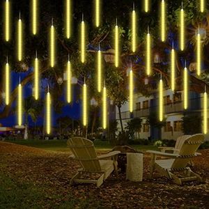 LED Meteor Shower Rain Lights 50cm 10 Tubes 480 LED Waterbestendig Trapsgewijze lichten LED's vallende regendruppel kerstverlichting voor Kerstboom Vakantie Tuin Decor, Geel