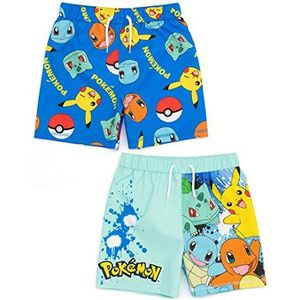 Pokemon Zwemshorts 2 Pack Voor Jongens | Kinderen Kinderen Blue Squirtle Pikachu Charmander Bulbasaur Zwembroek broek | Gamer Badmode Cadeaus
