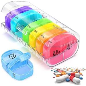 Pill dispenser Weekly Pill Organizer 2 Times A Day, Am/Pm Pill Box 7 Day Small For Travel, For Drug Fish Oils Vitamins Supplements, 2 Pack