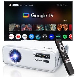 Aurzen EAZZE D1G Officiële Google TV 4K ondersteunde slimme projector met wifi en Bluetooth, autofocus en keystone, Dolby Audio, Zoom, Native 1080P draagbare mini-filmprojector voor thuis en buiten