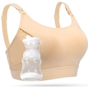 Momcozy handsfree kolfbeha, verstelbare borstkolfhouder en voedingsbeha, kolf- en voedingsbeha in één, Beige, L