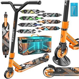 KESSER® stuntstep X-Limit - 360° besturing Robuuste fun-scooter stuntstep met ABEC 9 kogellagers, 100 mm PU-wielen, kick-scooter stadsscooter trick-scooter voor kinderen, volwassenen, Oranje/Zwart