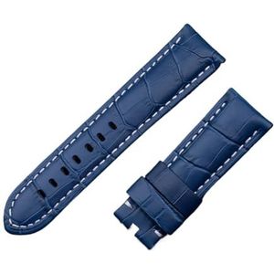 LUGEMA 22mm 24mm 26mm Italië Kalf Bamboe Lederen Horlogeband Compatibel Met Panerai Band Horlogeband Met Tanggesp Compatibel Met PAM441/111/386 Accessoires (Color : Light Blue White, Size : 22MM PAM
