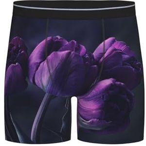 GRatka Boxer slips, heren onderbroek boxer shorts been boxer slips grappig nieuwigheid ondergoed, paarse bloemen achtergrond, zoals afgebeeld, M