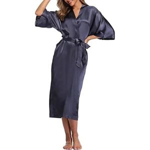 JMORCO Satijnen badjas plus size rayon badjas dames kimono satijn lange gewaad sexy lingerie klassieke nachtjapon nachtkleding met riem, Blauw, 3XL