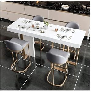 Bar 5-delige eettafelset, ergonomische tafel en vier stoelen, marmeren bartafelset for 4 personen, comfortabele PU-leren krukken Krukken