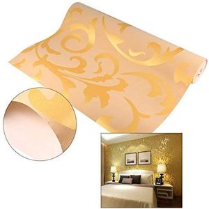 Barok Design Behang, Vliesbehang Muurschildering, Damast Ornament Goud 3-Dimensionaal Optisch Behang voor Woonkamer Hotel TV Achtergrond