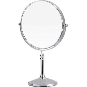 BJKYTMLM Aanrecht make-up spiegels, 8 inch dubbelzijdige messing vergrootspiegel, tafelblad 360 ° draaibare cosmetische ijdelheid scheerspiegels (kleur: chroom, maat: 3X)